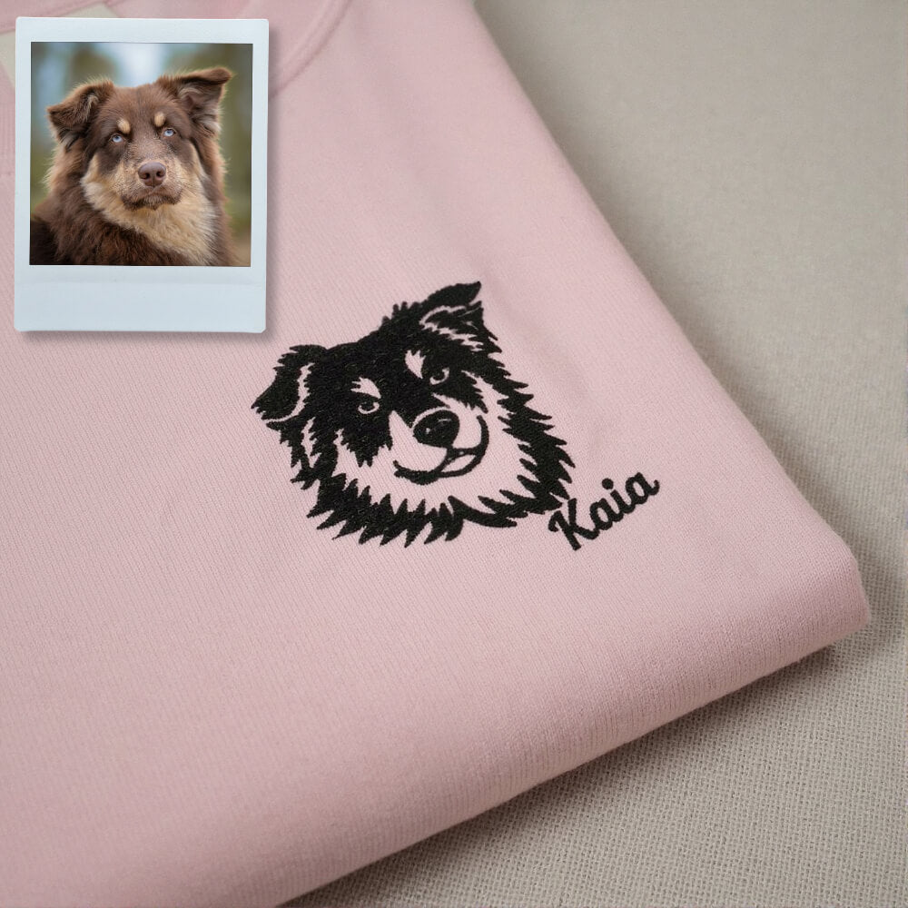 Custom Embroidered Pet Portrait Vintage T-Shirt