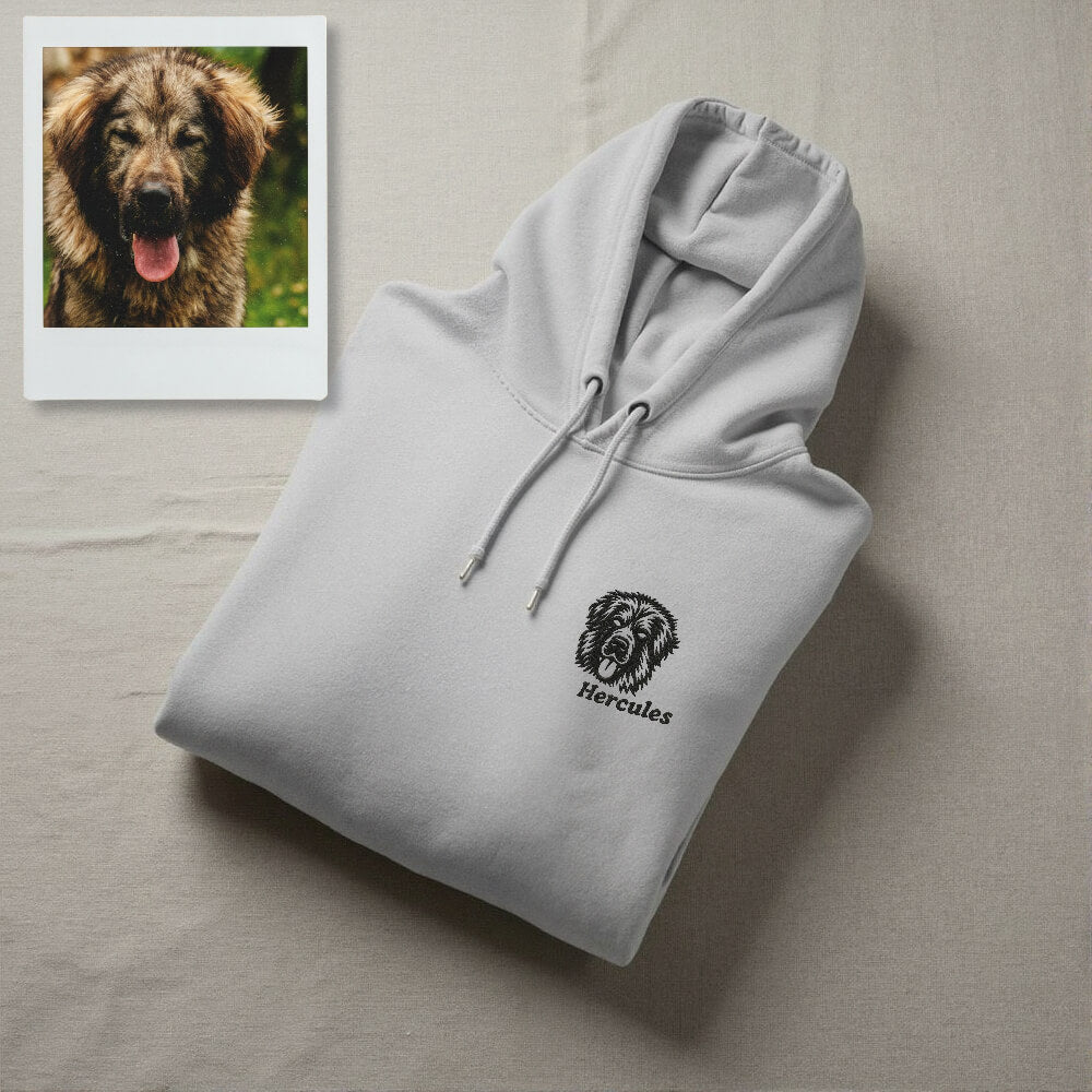 Custom Embroidered Pet Portrait Fleece Hoodie