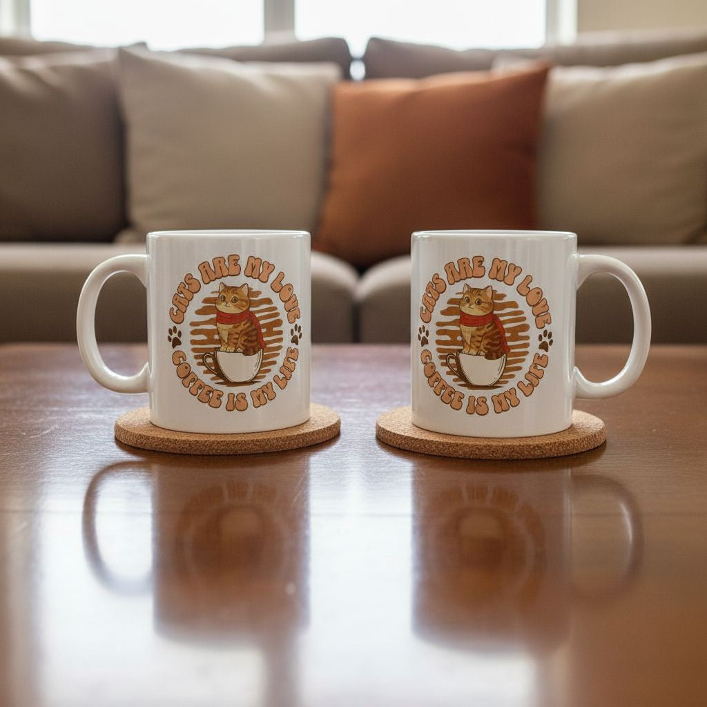 Custom Cat Portrait Mug – Personalized Pet Coffee Cup