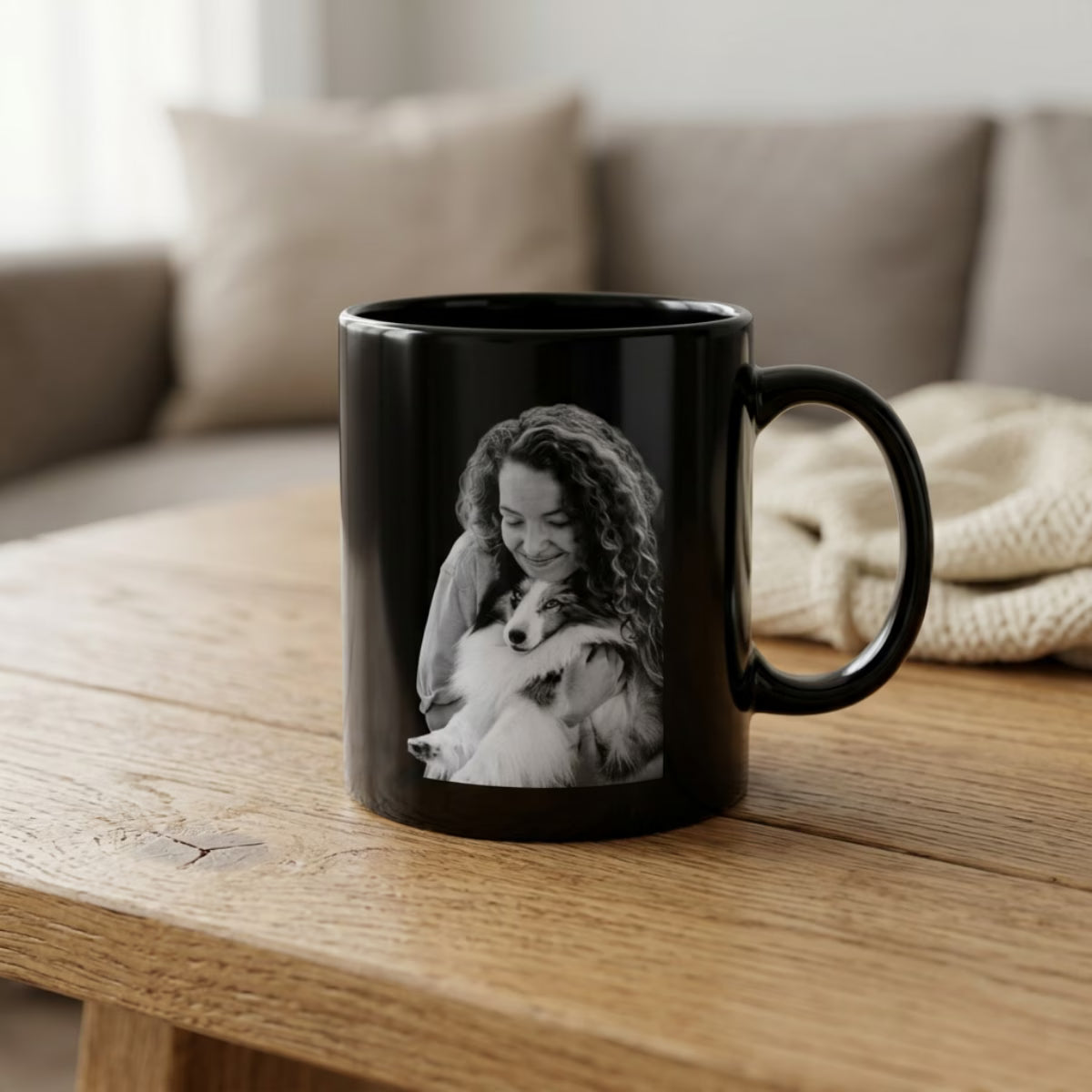 Custom Black and White Pet Photo Mug