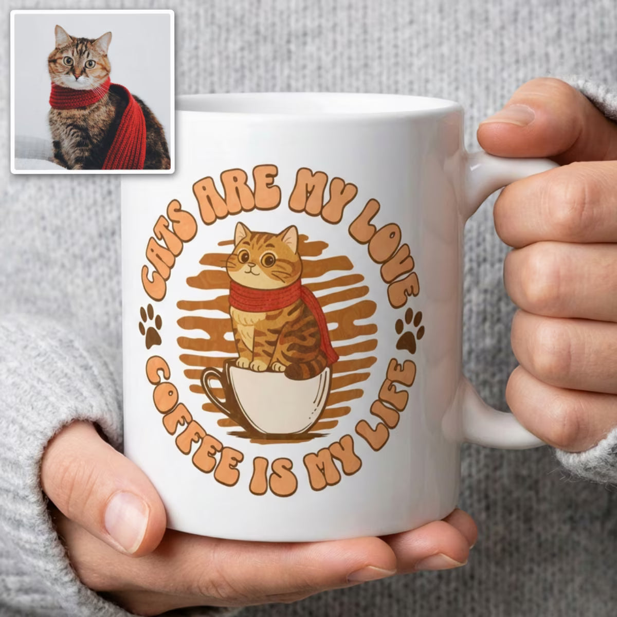 Custom Cat Portrait Mug, Coffee Edition