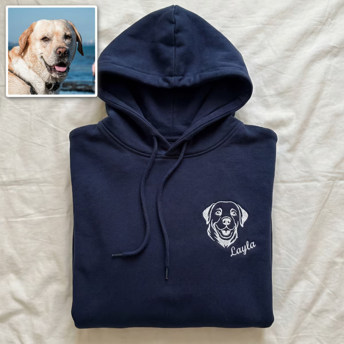Custom Embroidered Pet Portrait Fleece Hoodie