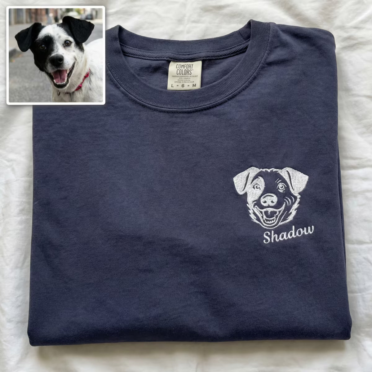Custom Embroidered Pet Portrait Vintage T-Shirt