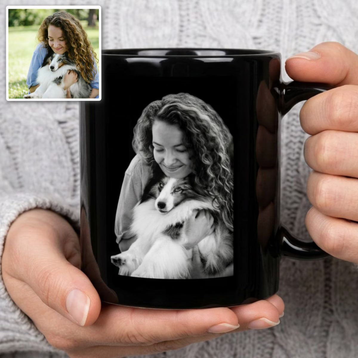 Custom Black and White Pet Photo Mug