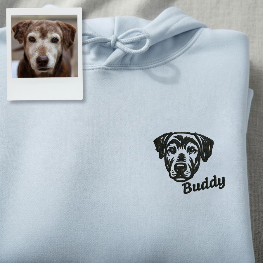 Custom Embroidered Pet Portrait Hoodie