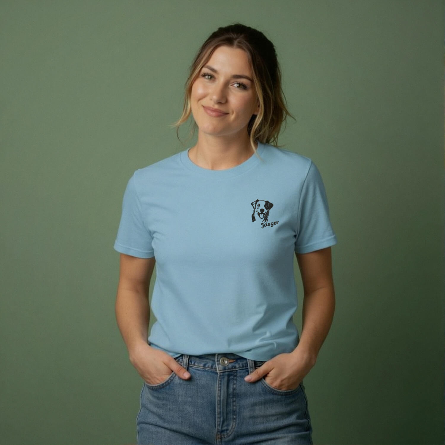 Custom Embroidered Pet Portrait T-Shirt