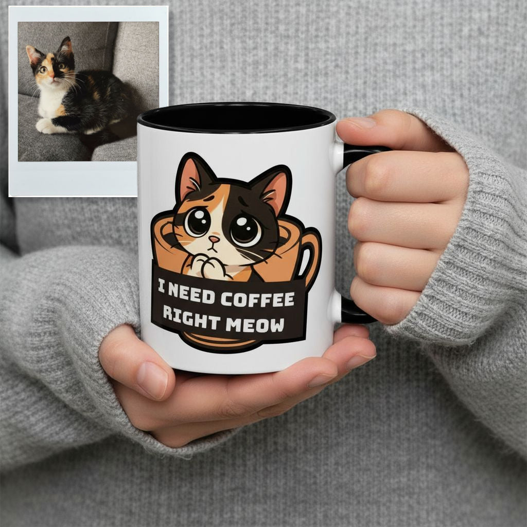 Custom Cat Portrait Mug – Personalized Coffee Cup