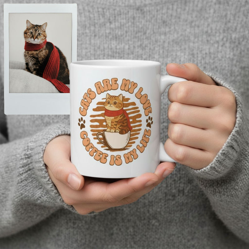 Custom Cat Portrait Mug – Personalized Pet Coffee Cup