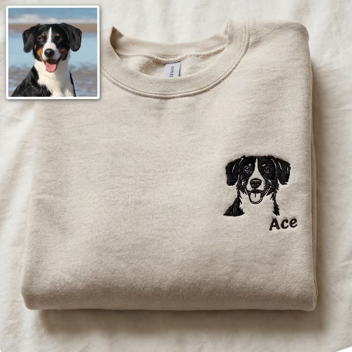 Custom Embroidered Pet Portrait Crewneck
