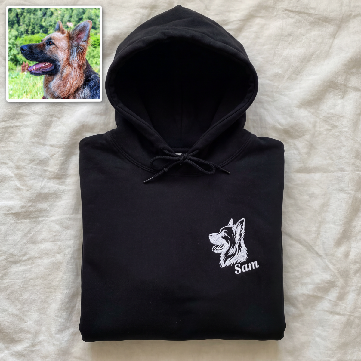 Custom Embroidered Pet Portrait Hoodie