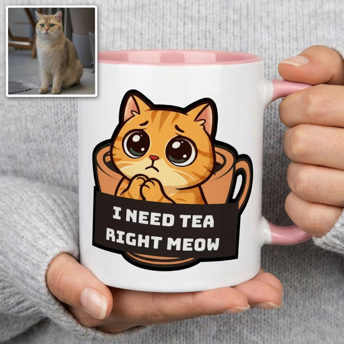 Custom Cat Portrait Mug, Tea edition