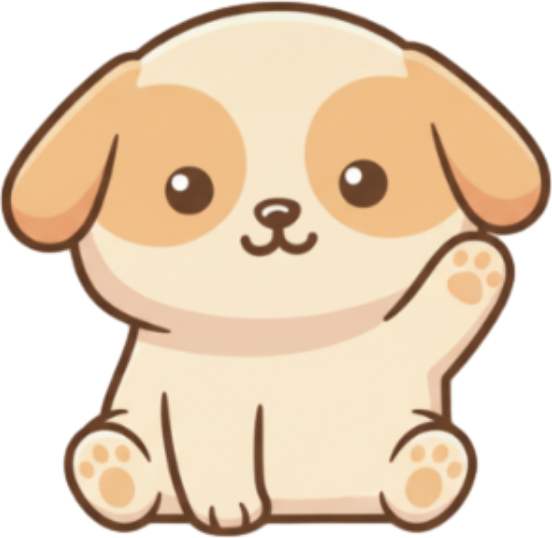 Paws enjoy mascot waving towards the reader, sitting upright