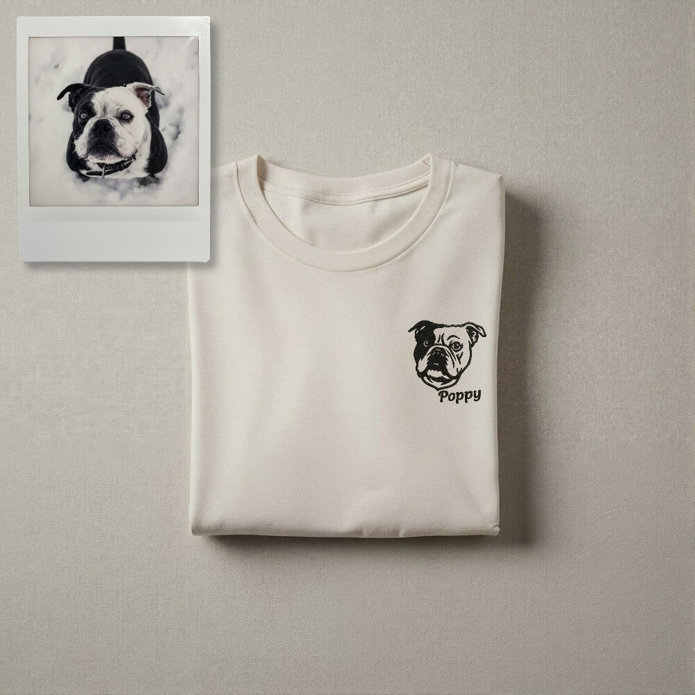 Custom Embroidered Pet Portrait T-Shirt