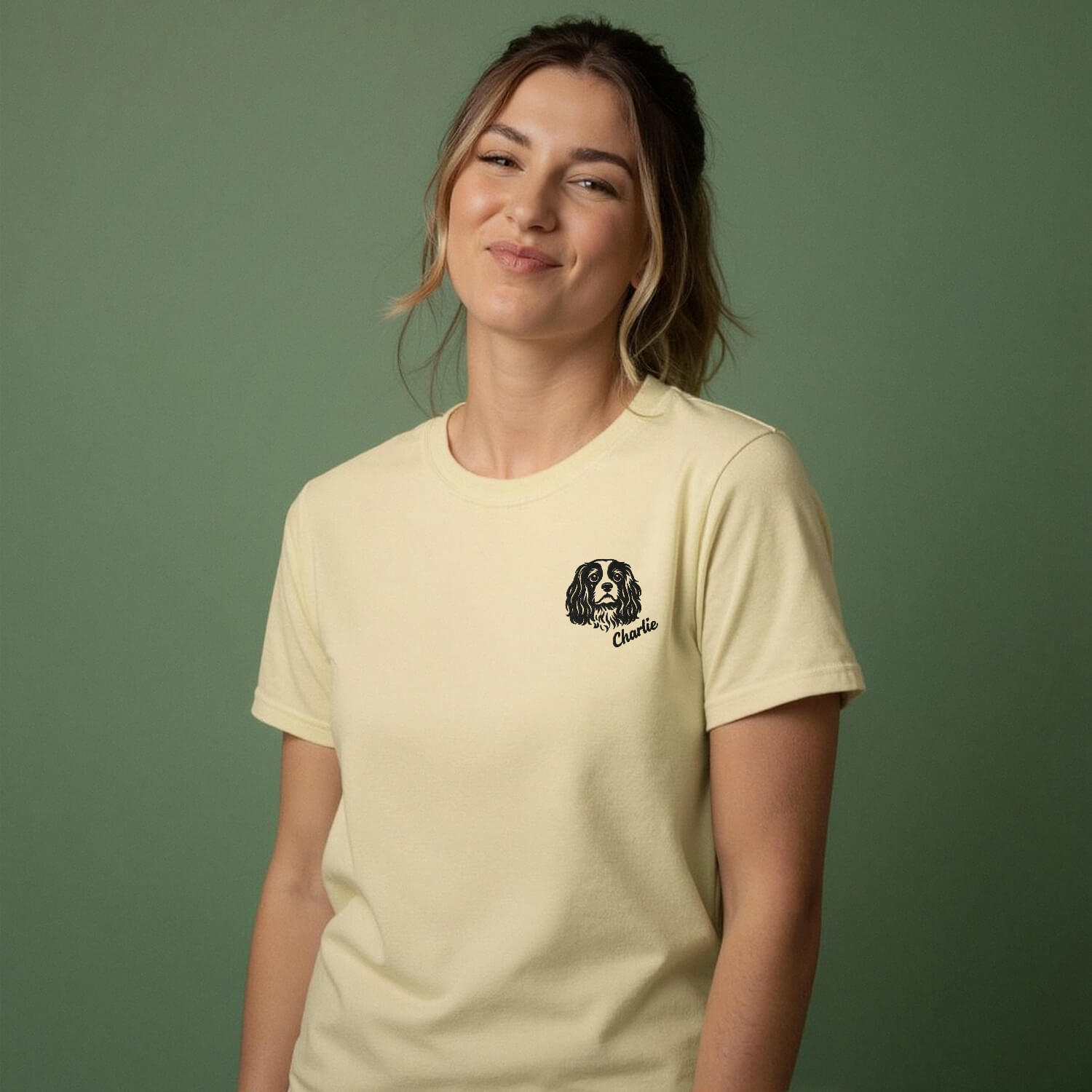 Custom Embroidered Pet Portrait Vintage T-Shirt
